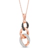 0.23 CT. T.W. Enhanced Black and White Diamond Graduated Three Link Chain Drop Pendant in 10K Rose Gold