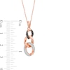 0.23 CT. T.W. Enhanced Black and White Diamond Graduated Three Link Chain Drop Pendant in 10K Rose Gold