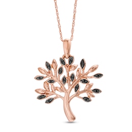 0.04 CT. T.W. Black Diamond Tree Pendant in 10K Rose Gold