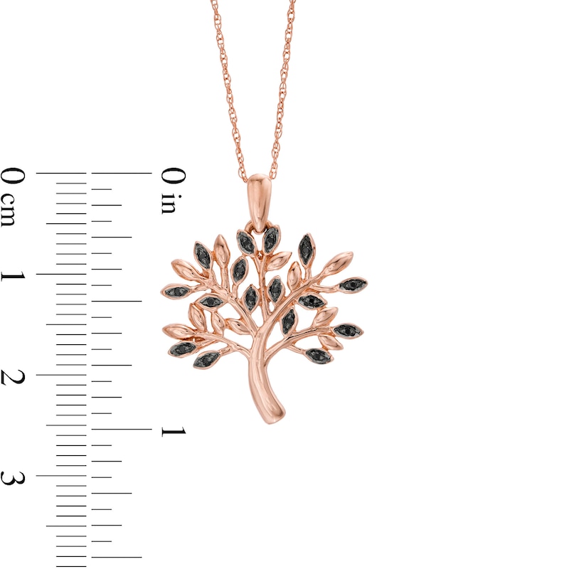 Main Image 3 of 0.04 CT. T.W. Black Diamond Tree Pendant in 10K Rose Gold