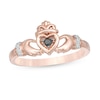 Thumbnail Image 0 of 0.04 CT. T.W. Enhanced Black and White Diamond Claddagh Ring in 10K Rose Gold