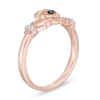 Thumbnail Image 3 of 0.04 CT. T.W. Enhanced Black and White Diamond Claddagh Ring in 10K Rose Gold