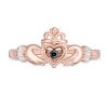 Thumbnail Image 3 of 0.04 CT. T.W. Enhanced Black and White Diamond Claddagh Ring in 10K Rose Gold