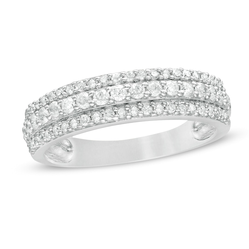 Main Image 1 of 0.45 CT. T.W. Diamond Triple-Row Band in 10K White Gold