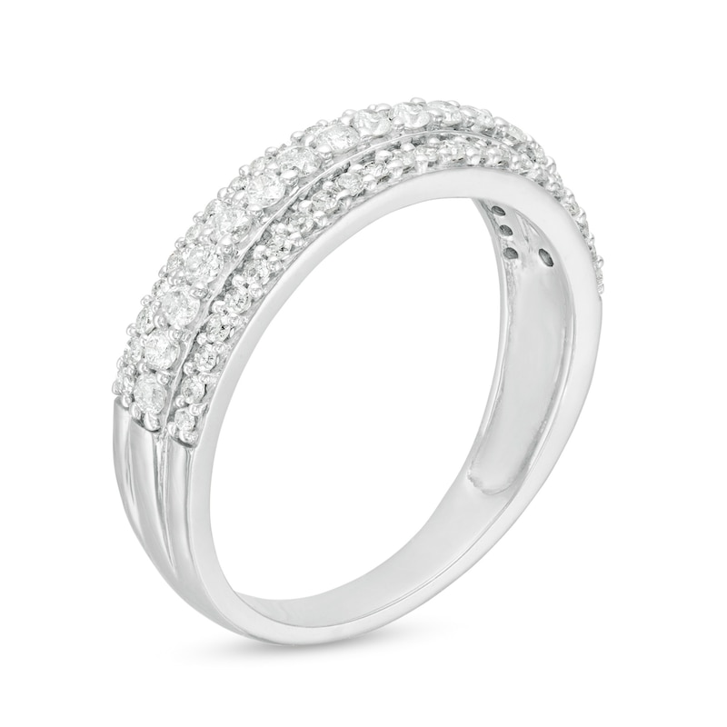 Main Image 3 of 0.45 CT. T.W. Diamond Triple-Row Band in 10K White Gold