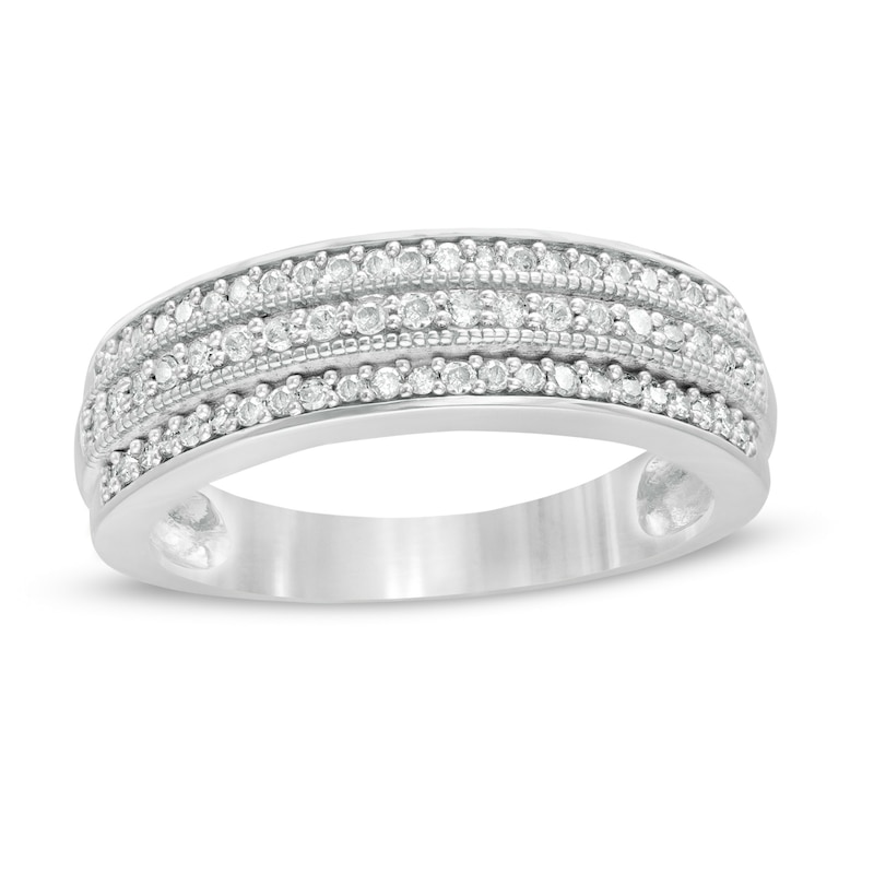 0.29 CT. T.W. Diamond Multi-Row Vintage-Style Band 10K White Gold