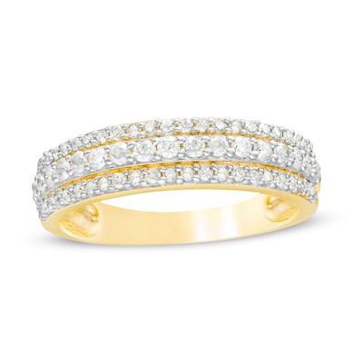 0.45 CT. T.W. Diamond Multi-Row Band in 10K Gold