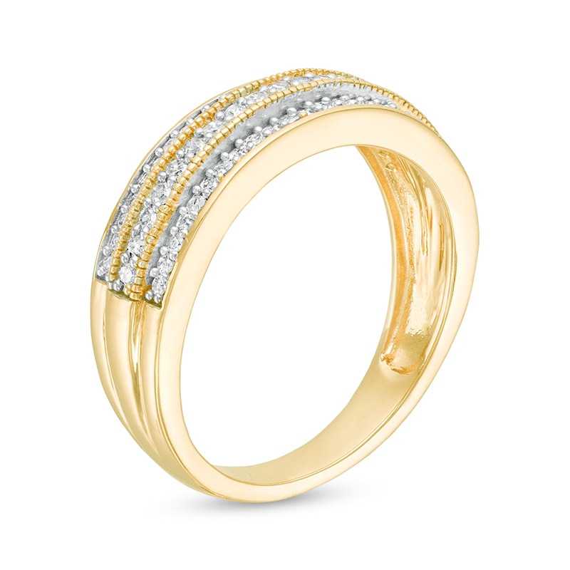 0.29 CT. T.W. Diamond Multi-Row Vintage-Style Band in 10K Gold