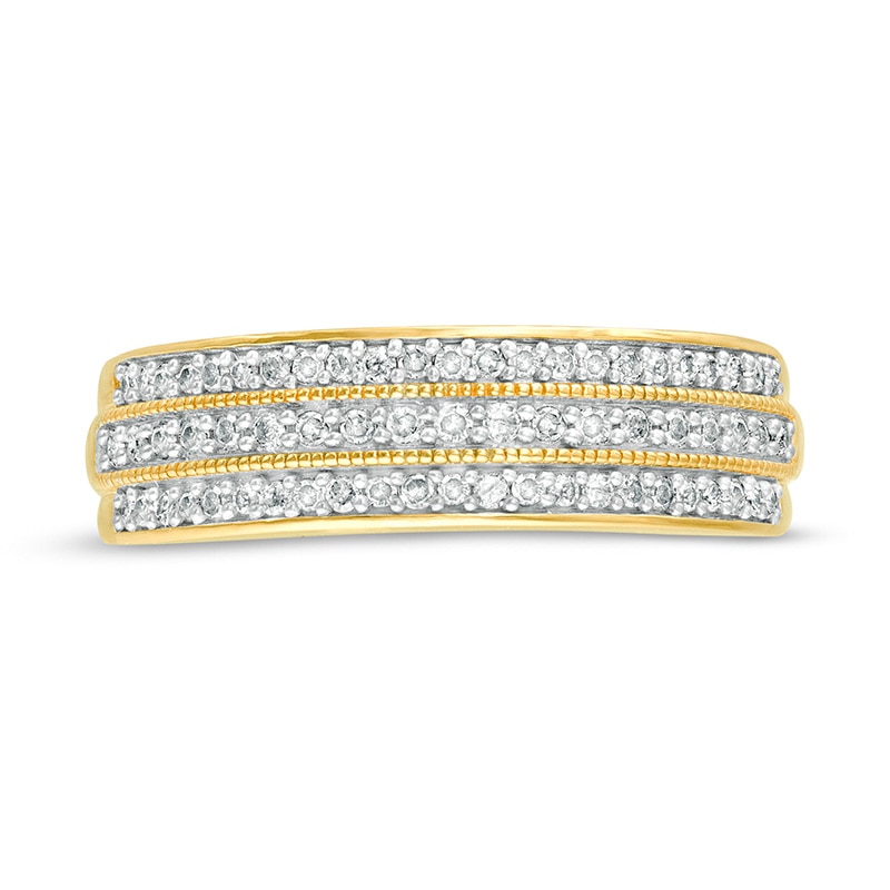 0.29 CT. T.W. Diamond Multi-Row Vintage-Style Band in 10K Gold