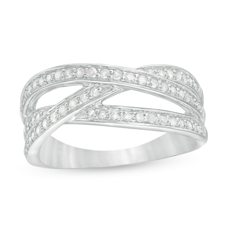 0.37 CT. T.W. Diamond Multi-Row Crossover Anniversary Band in Sterling Silver