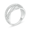 Thumbnail Image 2 of 0.37 CT. T.W. Diamond Multi-Row Crossover Anniversary Band in Sterling Silver