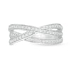 Thumbnail Image 3 of 0.37 CT. T.W. Diamond Multi-Row Crossover Anniversary Band in Sterling Silver