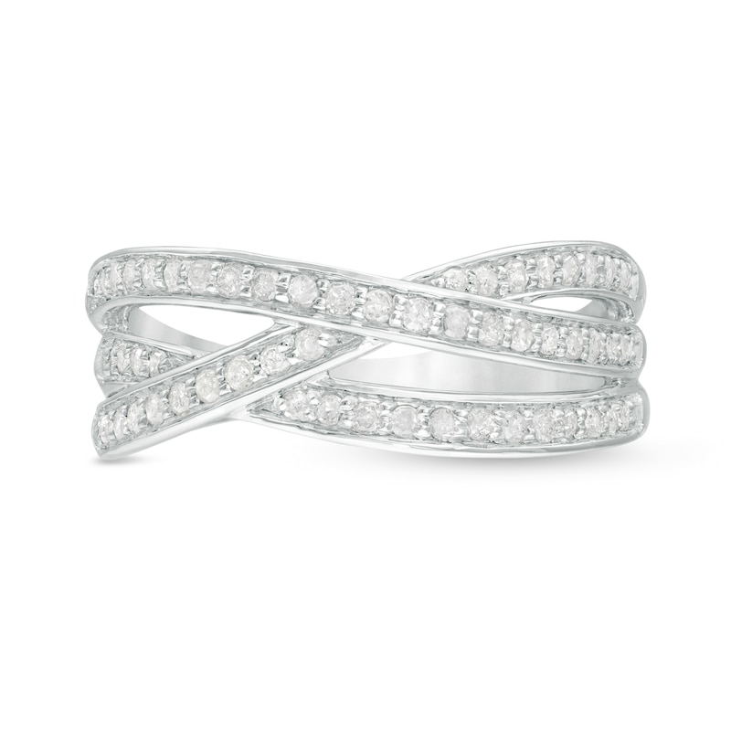0.37 CT. T.W. Diamond Multi-Row Crossover Anniversary Band in Sterling Silver