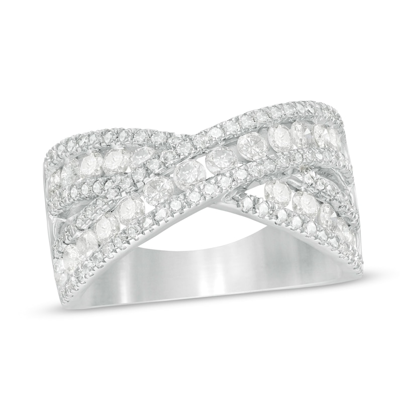 1.45 CT. T.W. Diamond Multi-Row Crossover Band in 10K White Gold