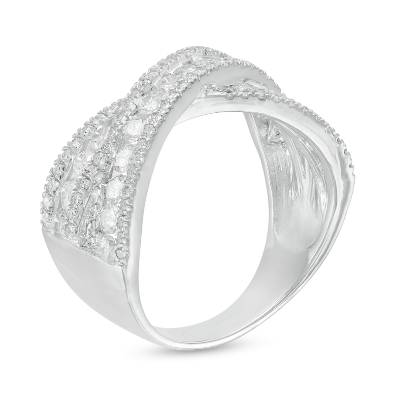 1.45 CT. T.W. Diamond Multi-Row Crossover Band in 10K White Gold