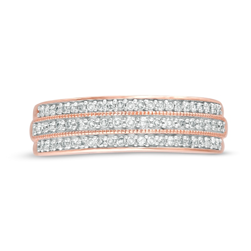 0.29 CT. T.W. Diamond Multi-Row Vintage-Style Band in 10K Rose Gold