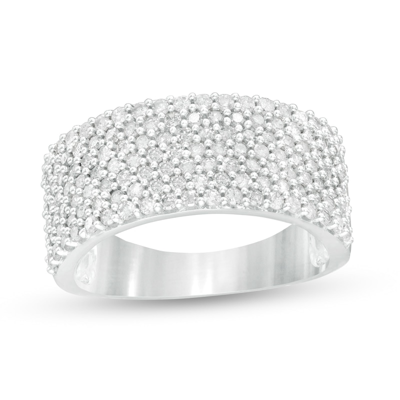 Main Image 1 of 0.96 CT. T.W. Diamond Multi-Row Band in 10K White Gold