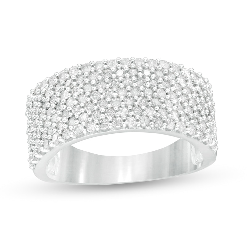 0.96 CT. T.W. Diamond Multi-Row Band in 10K White Gold