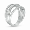 Thumbnail Image 2 of 0.69 CT. T.W. Diamond Multi-Row Crossover Anniversary Band in Sterling Silver