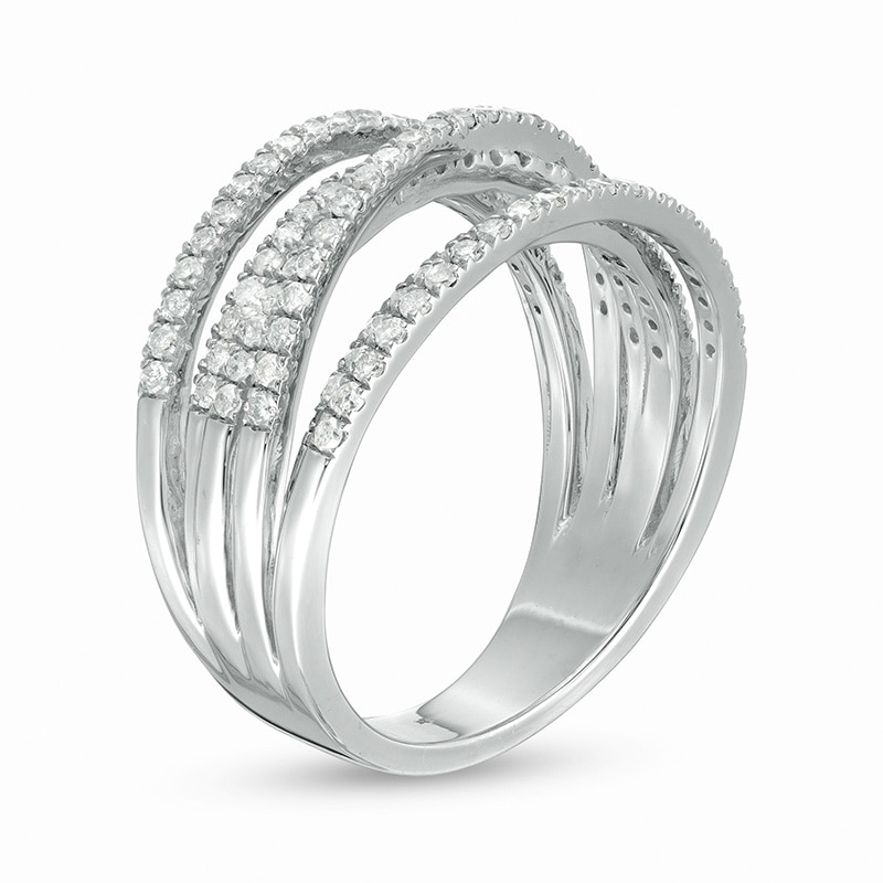 0.69 CT. T.W. Diamond Multi-Row Crossover Anniversary Band in Sterling Silver