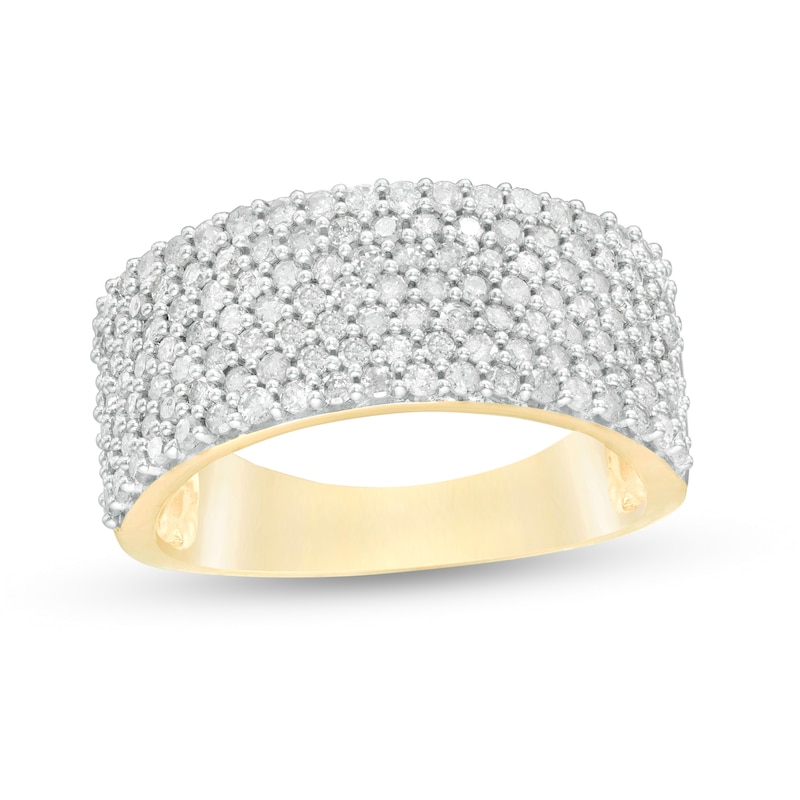 Main Image 1 of 0.96 CT. T.W. Diamond Multi-Row Band in 10K Gold