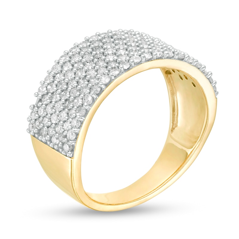 Main Image 3 of 0.96 CT. T.W. Diamond Multi-Row Band in 10K Gold