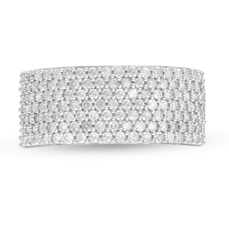 Main Image 4 of 0.96 CT. T.W. Diamond Multi-Row Band in 10K Gold