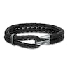 Thumbnail Image 0 of Vera Wang Men 0.11 CT. T.W. Black Diamond Braided Leather Bracelet in Sterling Silver with Black Rhodium - 8.5"