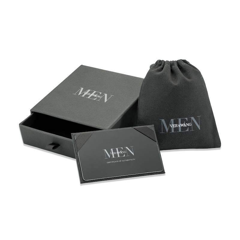 Main Image 4 of Vera Wang Men 0.11 CT. T.W. Black Diamond Braided Leather Bracelet in Sterling Silver with Black Rhodium - 8.5"
