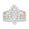 1.95 CT. T.W. Composite Diamond Double Marquise Frame Multi-Row Bridal Set in 10K Gold