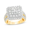 Thumbnail Image 0 of 2.11 CT. T.W. Composite Diamond Double Cushion Frame Multi-Row Engagement Ring in 10K Gold