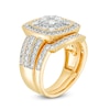 Thumbnail Image 2 of 1.45 CT. T.W. Composite Diamond Double Cushion Frame Vintage-Style Multi-Row Bridal Set in 10K Gold