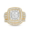 Thumbnail Image 3 of 1.45 CT. T.W. Composite Diamond Double Cushion Frame Vintage-Style Multi-Row Bridal Set in 10K Gold