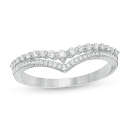 0.23 CT. T.W. Diamond Double Chevron Anniversary Band in 10K White Gold