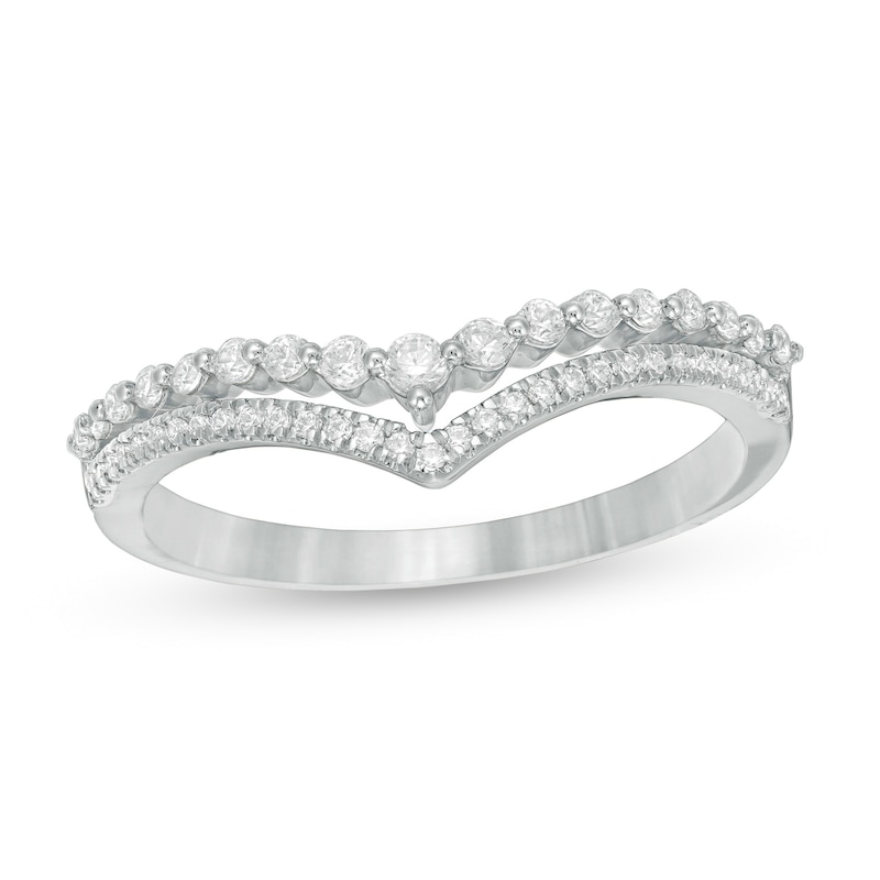 0.23 CT. T.W. Diamond Double Chevron Anniversary Band in 10K Gold|Peoples Jewellers