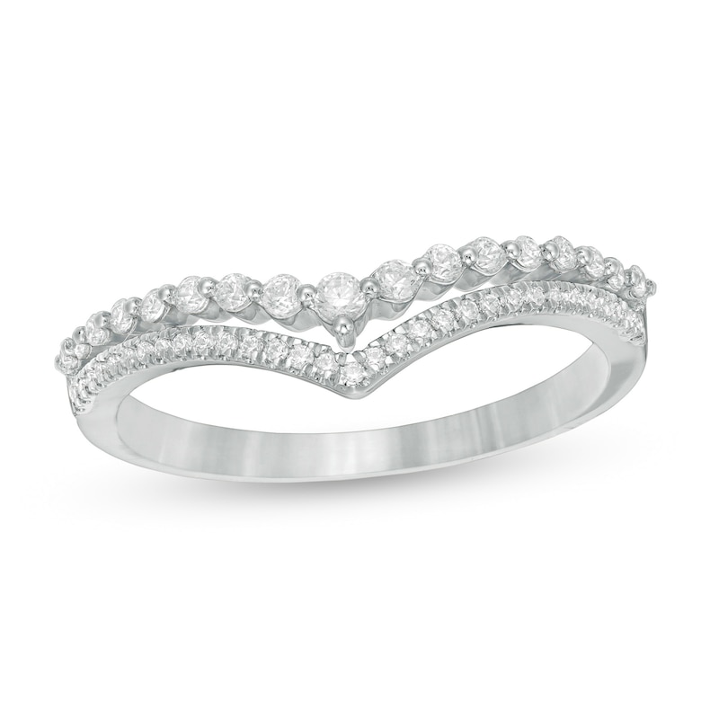 0.23 CT. T.W. Diamond Double Chevron Anniversary Band in 10K White Gold