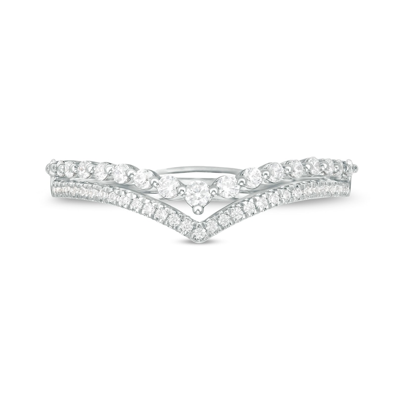 0.23 CT. T.W. Diamond Double Chevron Anniversary Band in 10K White Gold