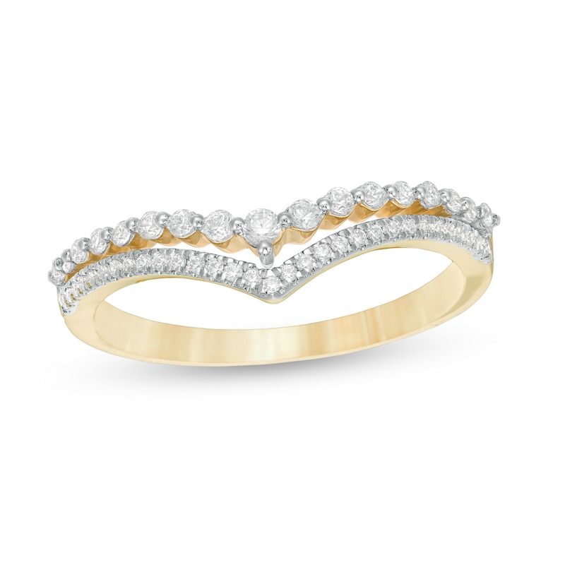 0.23 CT. T.W. Diamond Double Chevron Anniversary Band in 10K Gold