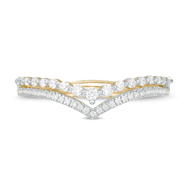 0.23 CT. T.W. Diamond Double Chevron Anniversary Band in 10K Gold