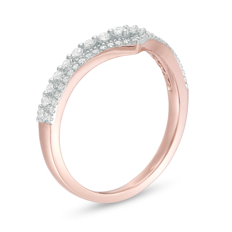 0.23 CT. T.W. Diamond Double Chevron Anniversary Band in 10K Rose Gold