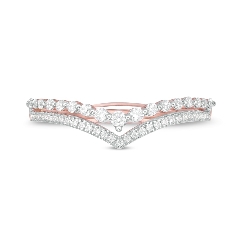 0.23 CT. T.W. Diamond Double Chevron Anniversary Band in 10K Rose Gold