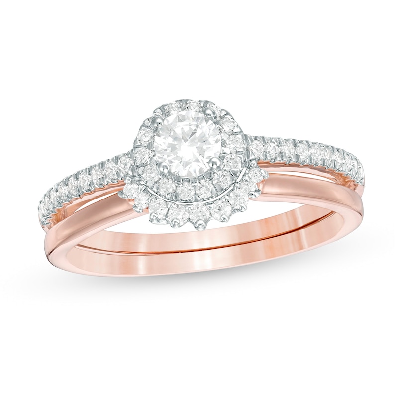 0.45 CT. T.W. Diamond Frame Bridal Set in 10K Rose Gold|Peoples Jewellers