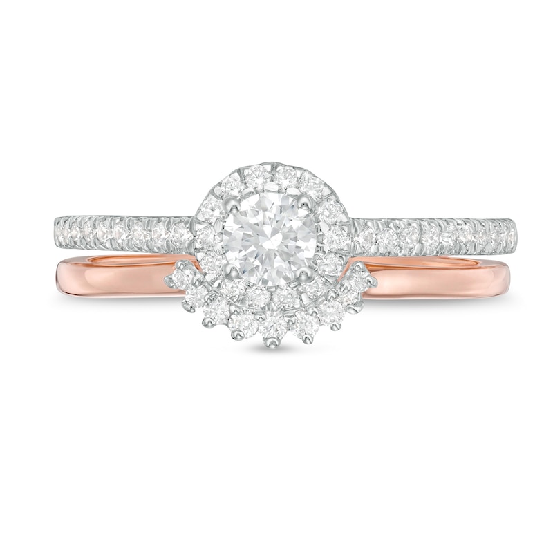 0.45 CT. T.W. Diamond Frame Bridal Set in 10K Rose Gold