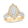 Thumbnail Image 1 of 0.95 CT. T.W. Multi-Diamond Scallop Marquise Frame Vintage-Style Bridal Set in 10K Gold