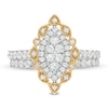 Thumbnail Image 3 of 0.95 CT. T.W. Multi-Diamond Scallop Marquise Frame Vintage-Style Bridal Set in 10K Gold