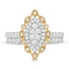 Thumbnail Image 4 of 0.95 CT. T.W. Multi-Diamond Scallop Marquise Frame Vintage-Style Bridal Set in 10K Gold