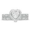Thumbnail Image 3 of 0.45 CT. T.W. Multi-Diamond Heart Frame Alternating Marquise Vintage-Style Bridal Set in 10K White Gold