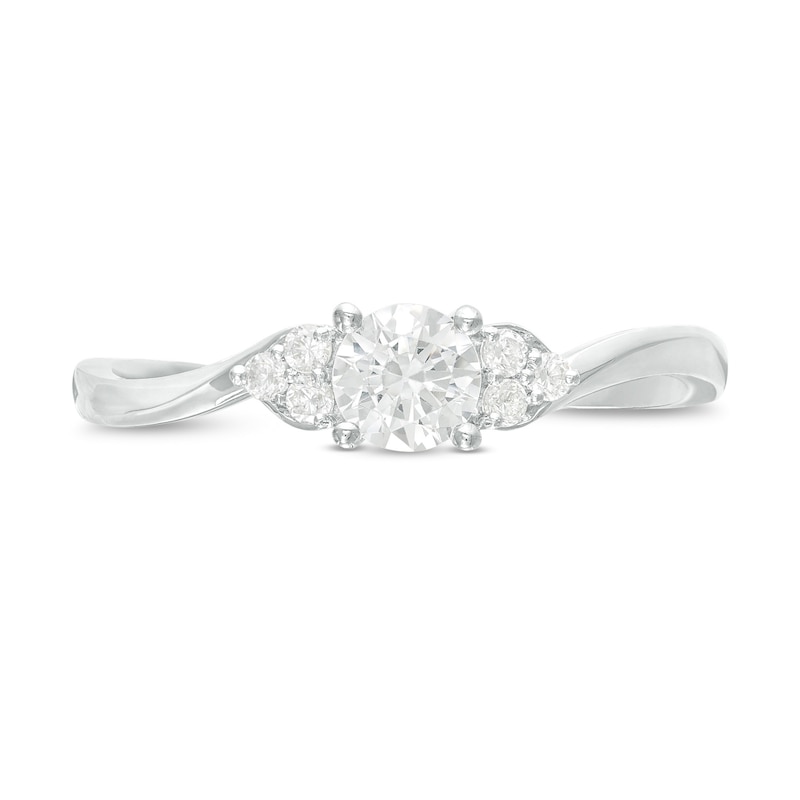 0.29 CT. T.W. Diamond Bypass Tri-Sides Engagement Ring in 10K White Gold