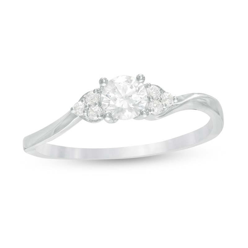 0.29 CT. T.W. Diamond Bypass Tri-Sides Engagement Ring in 10K White Gold