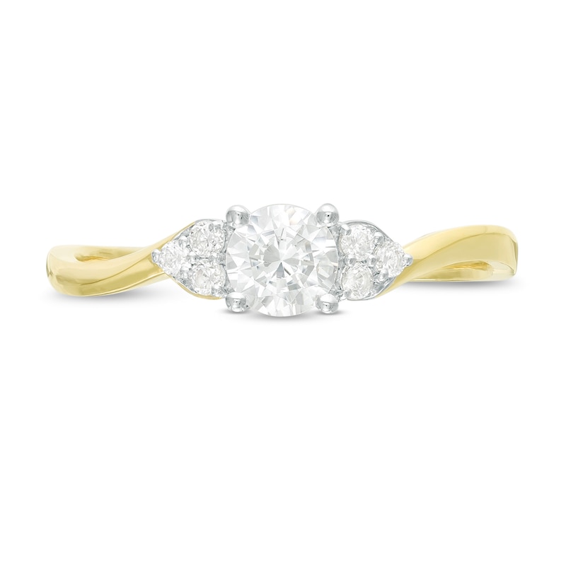 0.29 CT. T.W. Diamond Bypass Tri-Sides Engagement Ring in 10K Gold